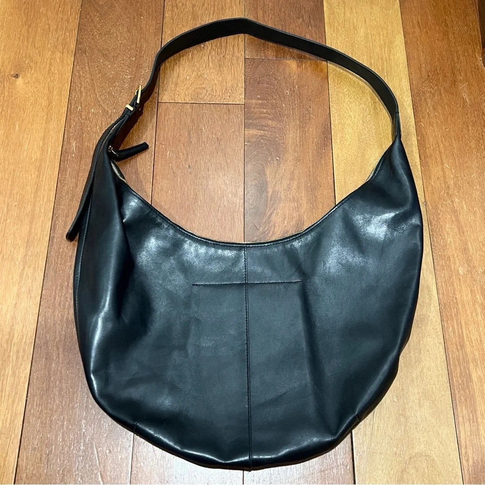 Madewell essential curve black slouch genuine leather sling hobo shoulder bag - Picture 3 of 8